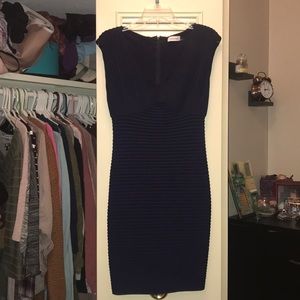 Calvin Klein Bodycon Cocktail dress in deep indigo